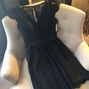 Jenny Yoo short lace dress with capped sleeves